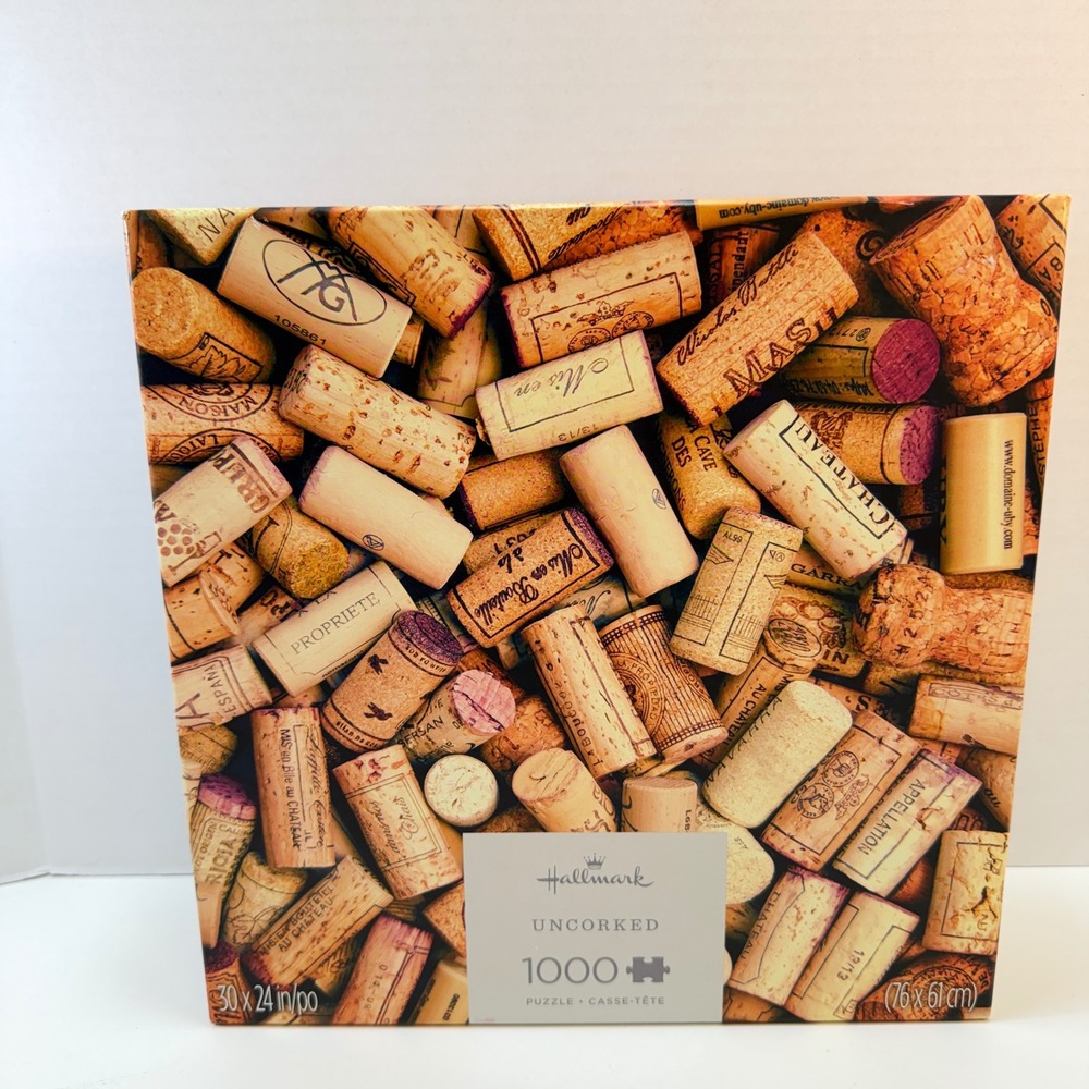 Hallmark Jigsaw Puzzle 1000 Piece Tan Uncorked Wine Cork Collage